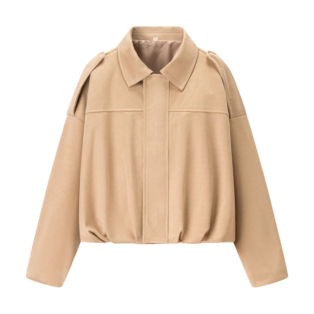 Damen modische cropped Jacke mit bequemen Bündchen und elegantem Kragen EB