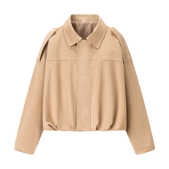 Damen modische cropped Jacke mit bequemen Bündchen und elegantem Kragen EB