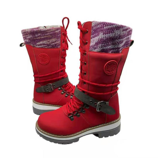 Damen robuste Winterstiefel mit hochschließendem Design und modischen Akzenten EB