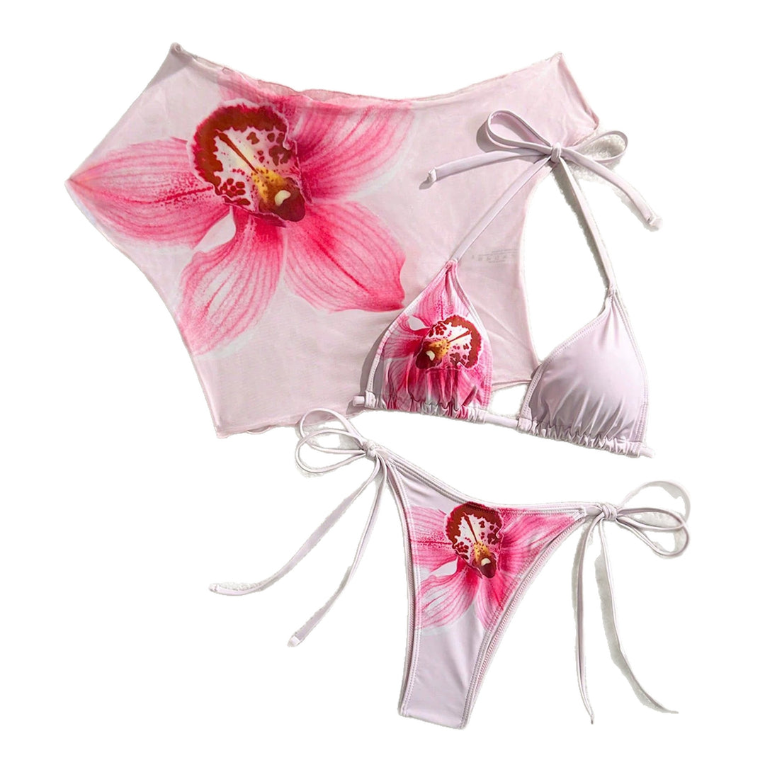 Damen Badeset mit floralem Oberteil und gestaltetem Unterteil EB