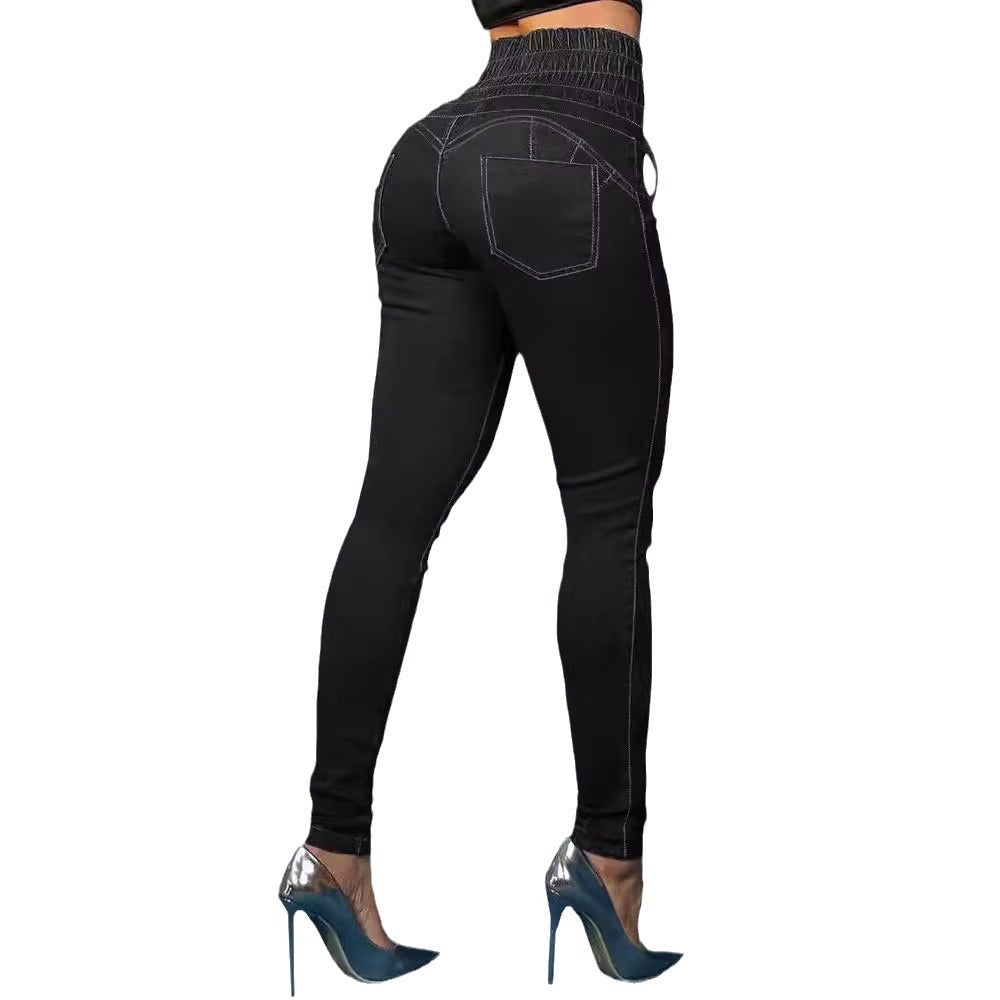 Damen Hochtaillierte Jeggings mit Schnürung EB