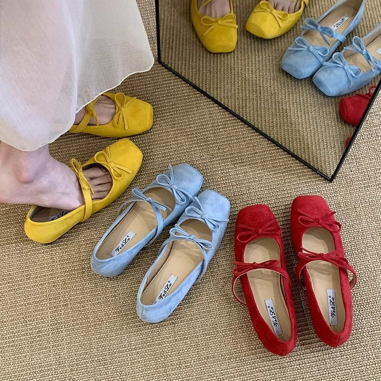 Damen elegante Ballerinas mit modischem Schleifenakzent und bequemer Sohle EB