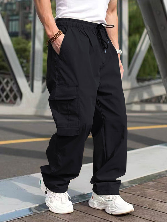 Herren moderne Cargohose mit elastischem Bund und multifunktionalen Taschen EB