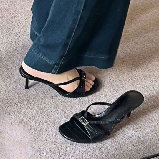 Damen Elegante und stilvolle Sling-Sandalen mit modischem Riemchen und hochkomfortablem Absatz EB
