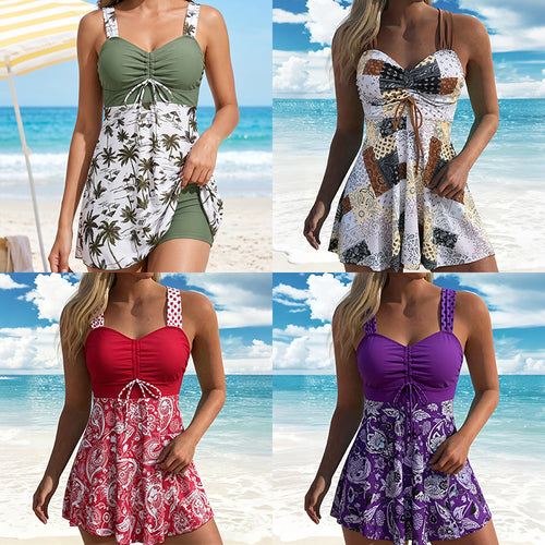 Damen Schwimmdress mit floralem Oberteil und lässigem Rock EB