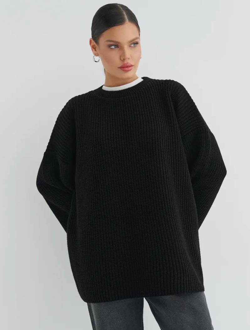 Damen Oversized Strickpullover mit strukturiertem Design und lässigem Schnitt EB