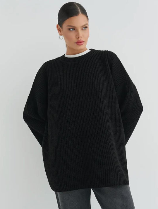 Damen Oversized Strickpullover mit modernen Schnittlinien EB