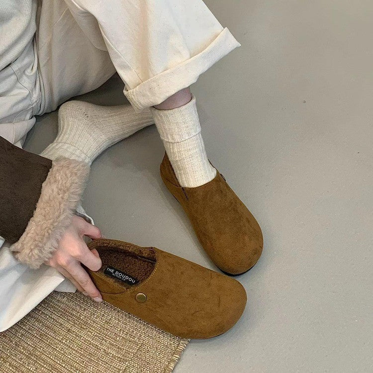 Damen bequeme Hausschuhe aus weichem Wildleder mit wärmendem Innenfutter EB