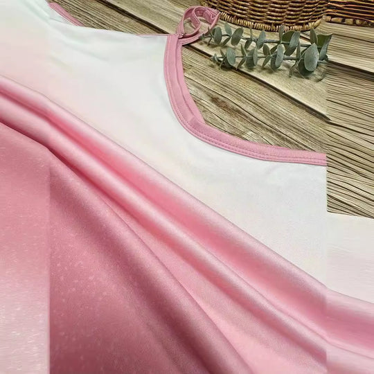 Damen Maxikleid mit sportlichem V-Ausschnitt und modischem Farbverlauf EB