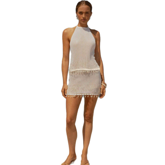 Damen Strandkleid mit Fransen EB