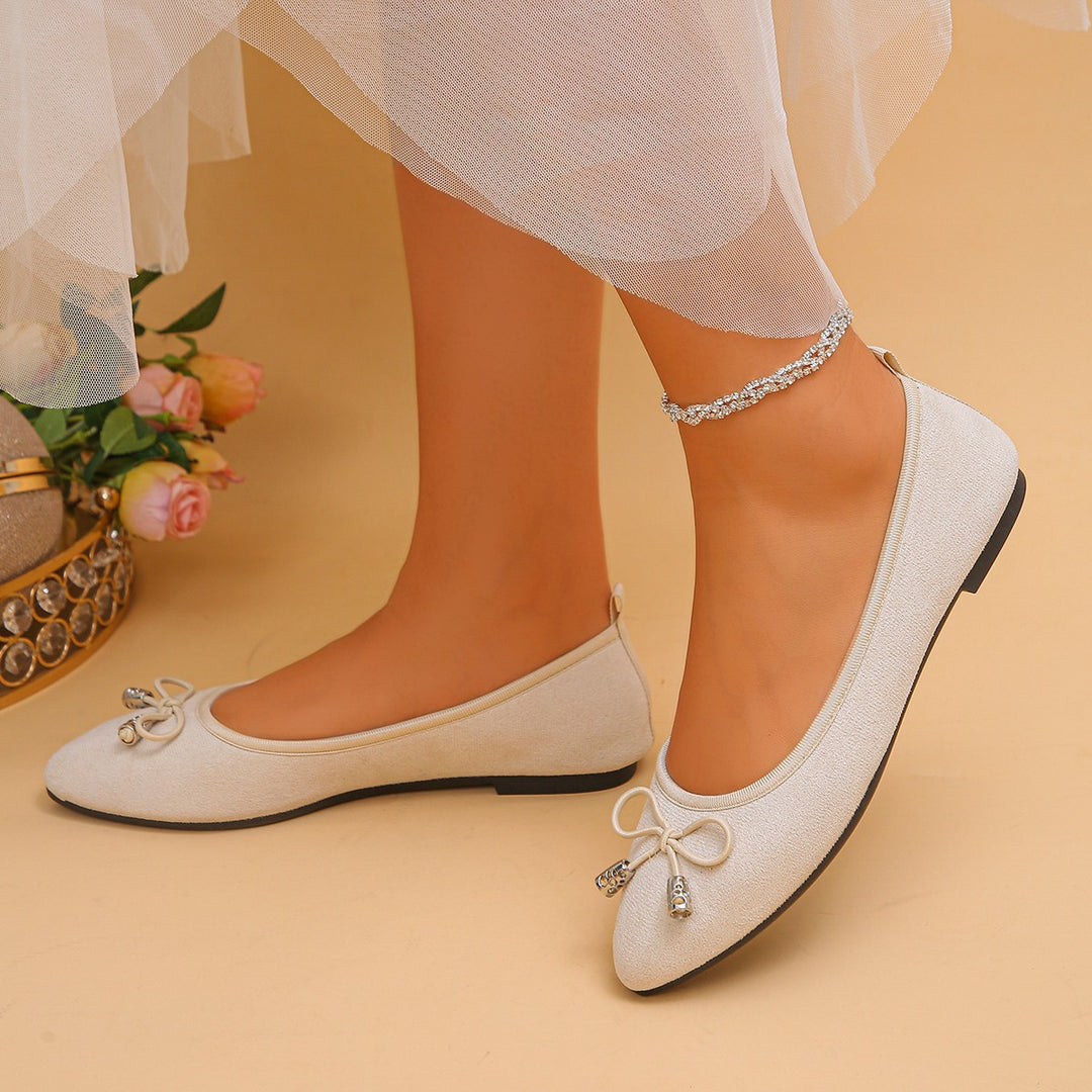 Damen Ballerinas mit dezentem Strassdetail und modischer Schleife EB