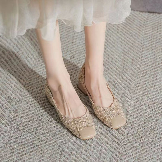 Damen elegante Ballerinas mit modischem Tweed-Obermaterial und komfortablem Fußbett EB