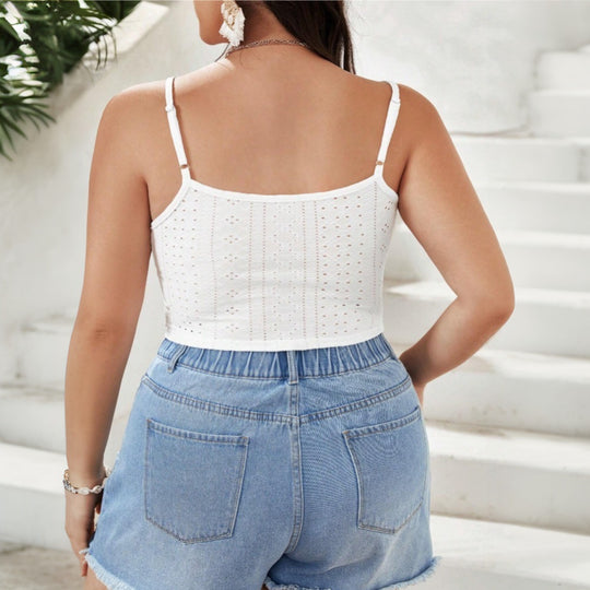 Damen Gesticktes Crop-Top EB