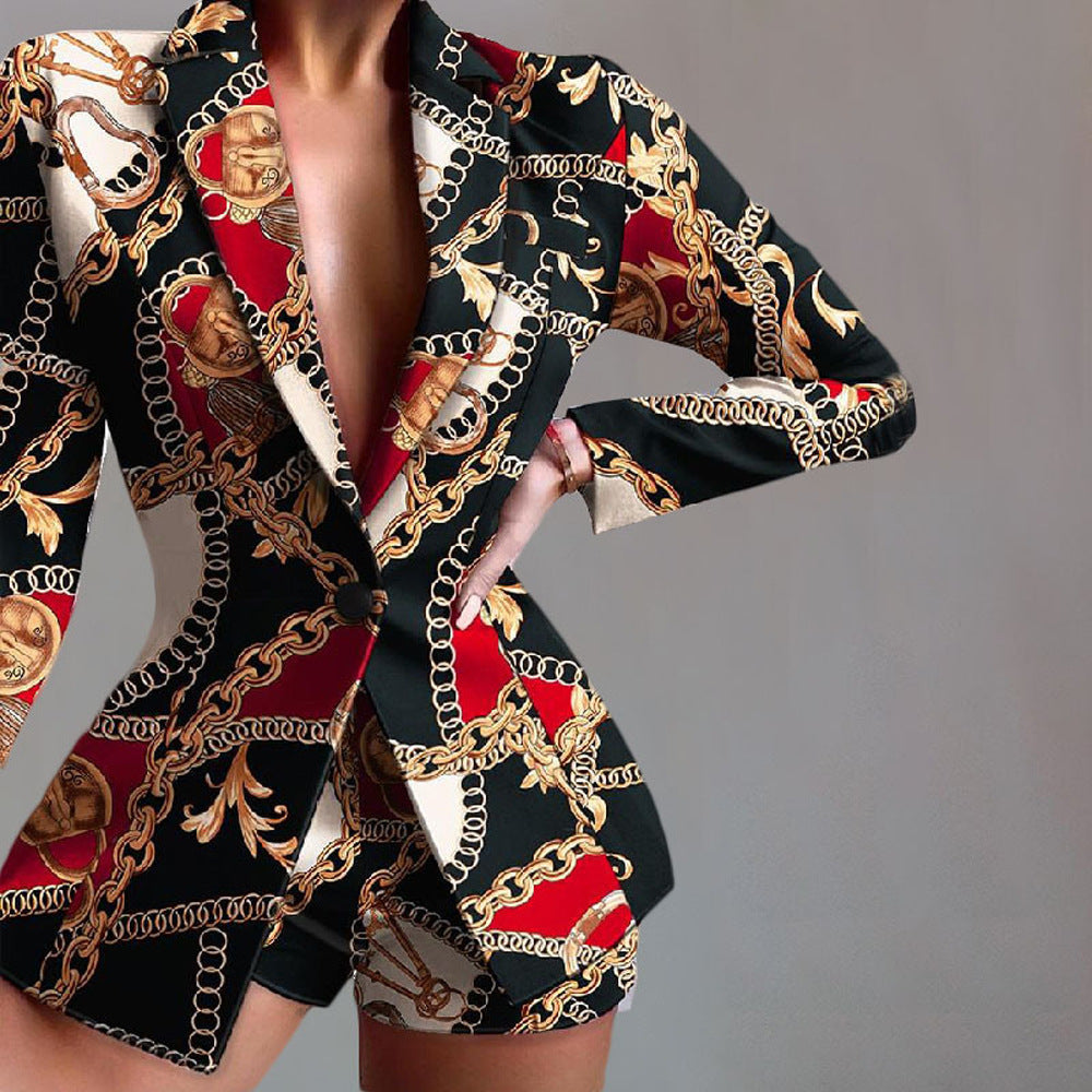 EB | Tailliert Leopardenmuster Eingescnhitte Revers Elegante Aussage