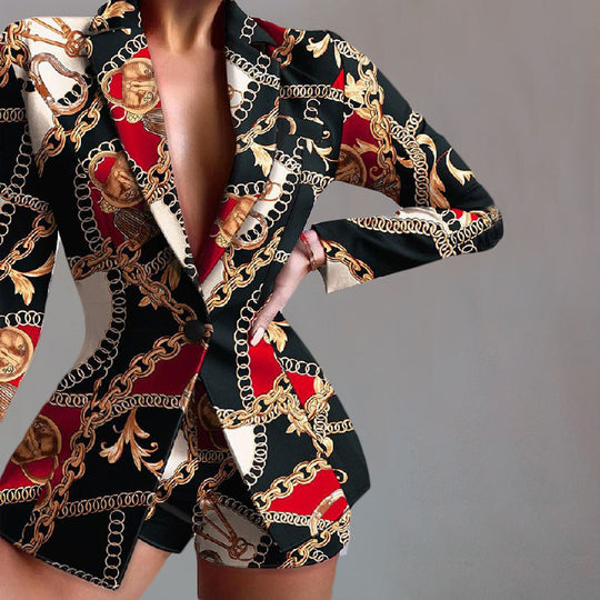EB | Tailliert Leopardenmuster Eingescnhitte Revers Elegante Aussage