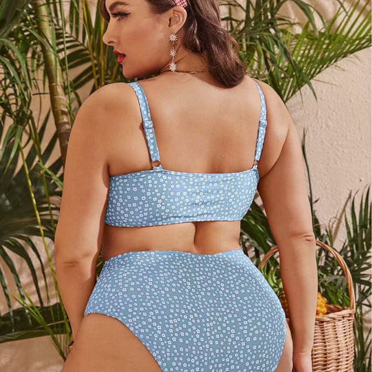 Damen Hochgeschnittener Bikini mit verspieltem Punktedesign EB