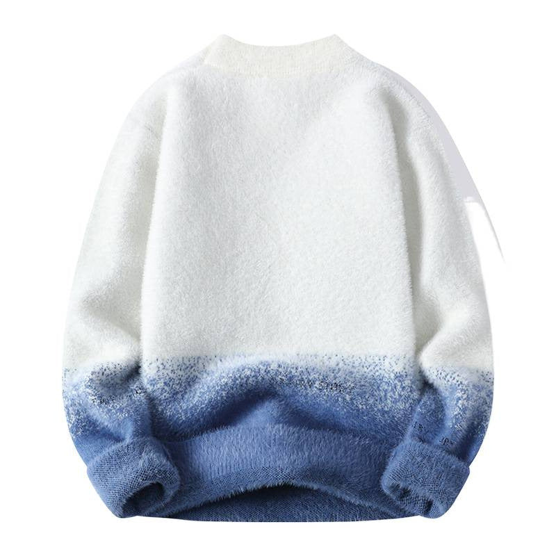 Damen Flauschiger Winterpullover mit kreativem Motiv und hohem Kragen EB