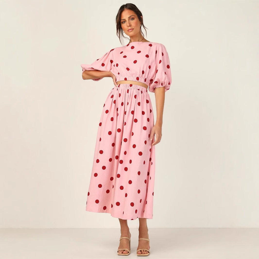 Damen Maxikleid mit elastischem Taillenzug und voluminösen Ärmeln EB