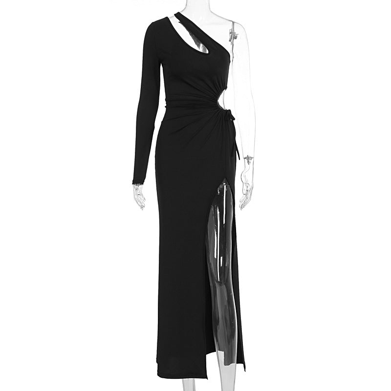 Damen Elegantes asymmetrisches Kleid mit Schößchen und hautfreundlichem Stoff EB