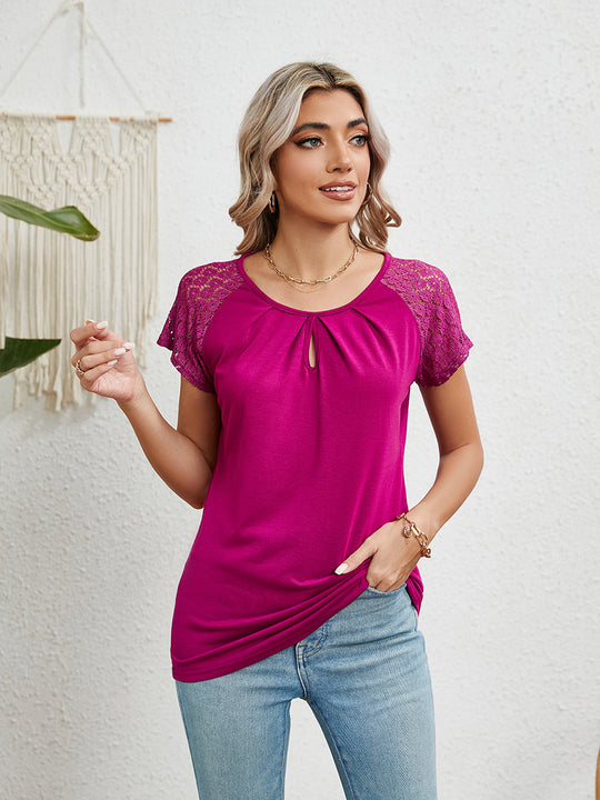Damen T-Shirt mit Spitzendetails EB