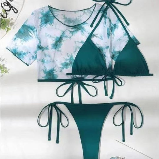 Damen Bikini-Set mit modischem Crop-Top und hochgeschnittenem Slip EB
