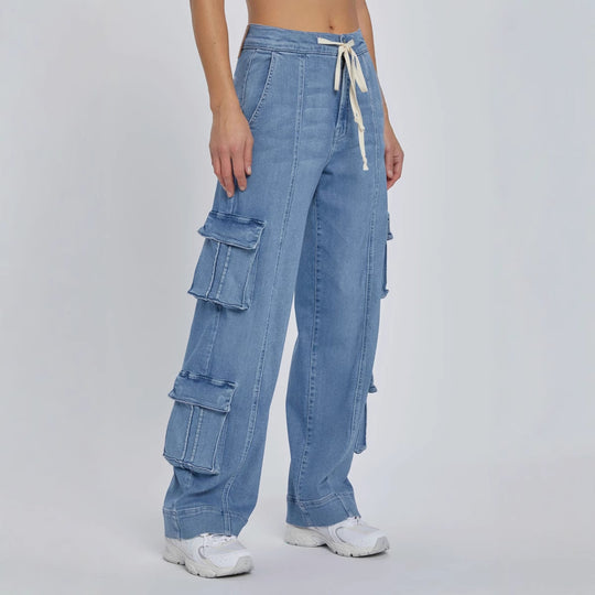 Damen Cargo-Jeans mit weiten Beinen und praktischen Taschen EB
