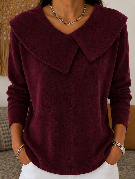 Damen Grobgestrickter Strickpullover mit übergroßem Matrosenkragen EB