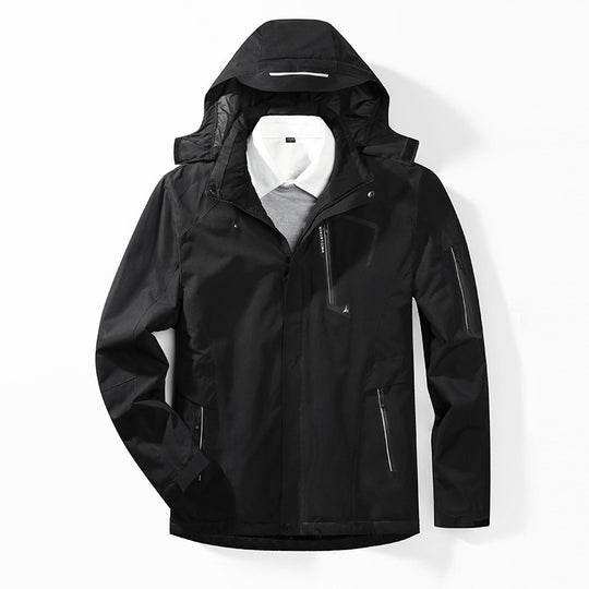 Herren Camouflage Regenjacke mit Kapuze und verstärkten Reißverschlusstaschen EB