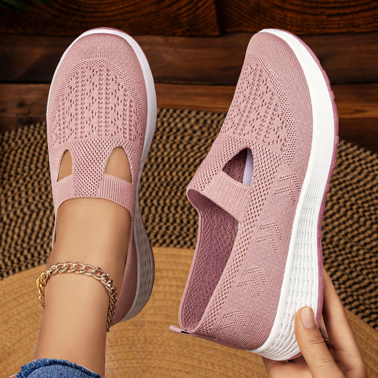 Damen Komfortable Slip-On Sportschuhe mit atmungsaktivem Obermaterial EB