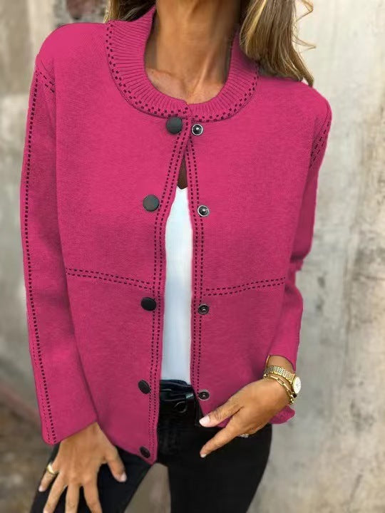Damen Strickjacke mit Knopfleiste und edler Halslinie EB