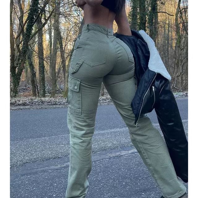 Damen weite Cargo-Jeans mit praktischen Seitentaschen und entspannter Passform EB