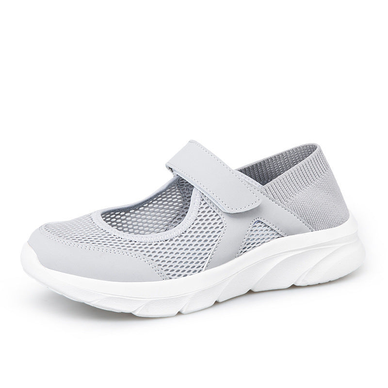 Damen nan Komfort-Riemchen-Sneaker mit Klettverschluss nahtlosem Strickschaft und dämpfender Leichtsohle EB
