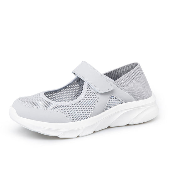 Damen nan Komfort-Riemchen-Sneaker mit Klettverschluss nahtlosem Strickschaft und dämpfender Leichtsohle EB