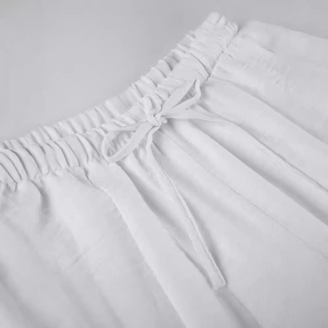Damen Elegante und luftige Lounge-Hose mit elastischem Bund und seitlichen Taschen EB