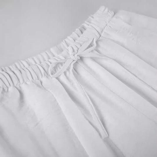Damen Elegante und luftige Lounge-Hose mit elastischem Bund und seitlichen Taschen EB