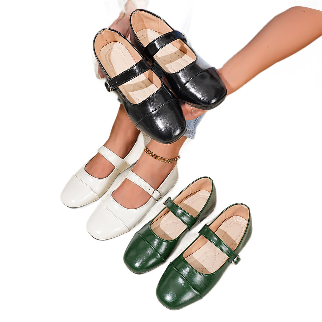 Damen Ballerinas mit verstellbarem Riemen und elegantem Obermaterial EB