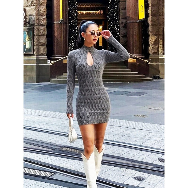Damen figurbetontes Kurzarmkleid mit modernen Rippstrukturen EB