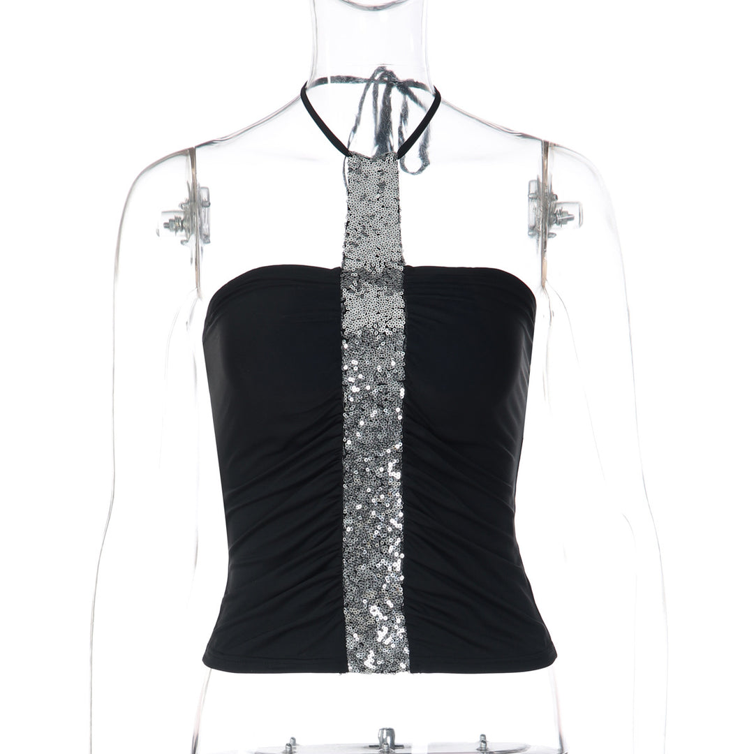 Damen Cropped Top mit Glitzerdetails und figurbetonter Passform EB