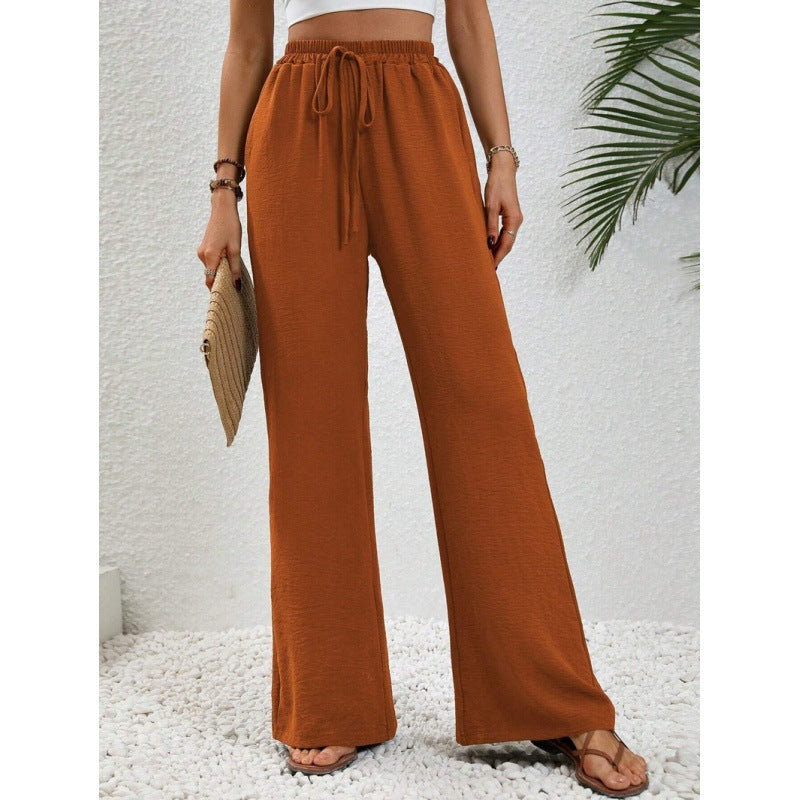 Damen luftige Paltz-Hose mit elastischem Bund und praktischen Taschen EB