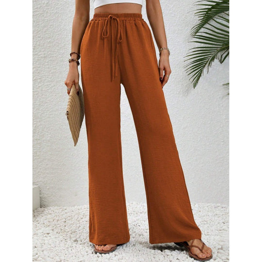 Damen luftige Paltz-Hose mit elastischem Bund und praktischen Taschen EB
