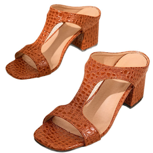 Damen Elegante und stilvolle Sandaletten mit modischem Krokodil-Design EB