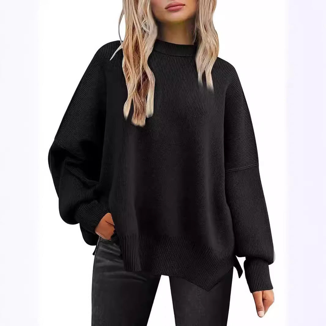 Damen Oversized Strickpullover mit breiten Ärmeln und strukturierter Oberfläche EB