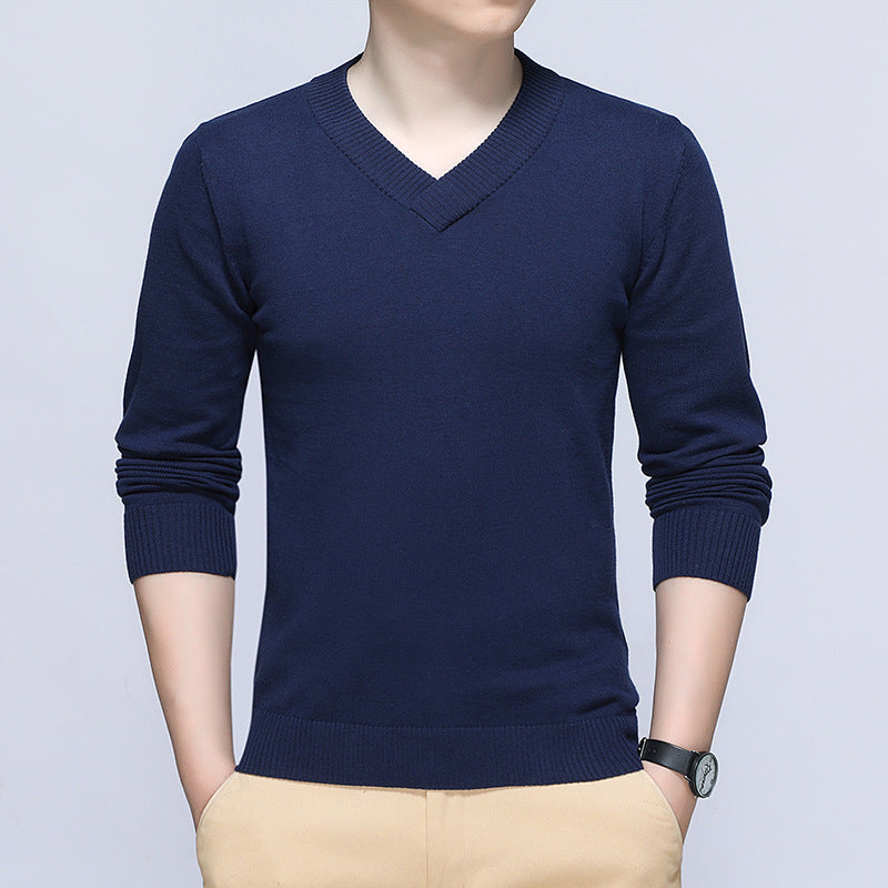 Herren eleganter Pullover mit V-Ausschnitt und feiner Strickstruktur EB