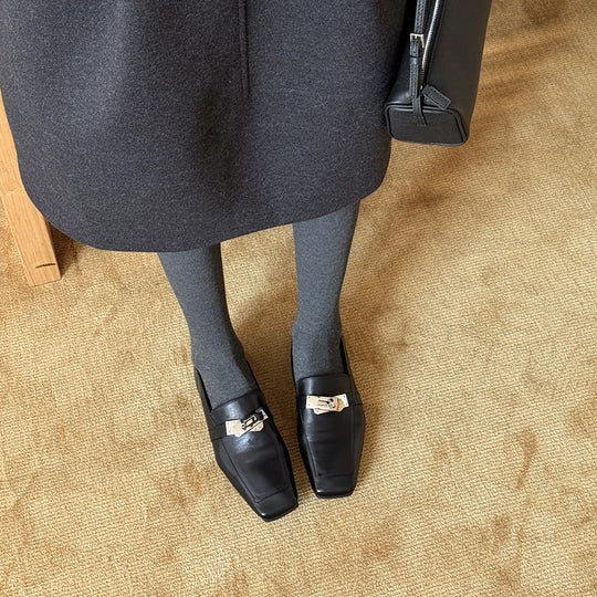 Damen Elegante Mokassins aus hochwertigem Leder mit modischem Schnallenverschluss EB