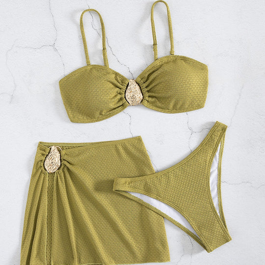 Damen Bikini-Set mit schimmerndem Stoff und eleganter Raffung EB