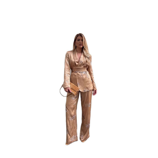 Damen Elegantes und hochwertiges Hosenanzug-Set mit feiner Stickerei EB