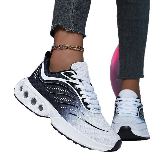 Damen nan sportive Strick-Laufschuhe mit belüfteter Luftkammersohle und ergonomischer Abrollsohle EB