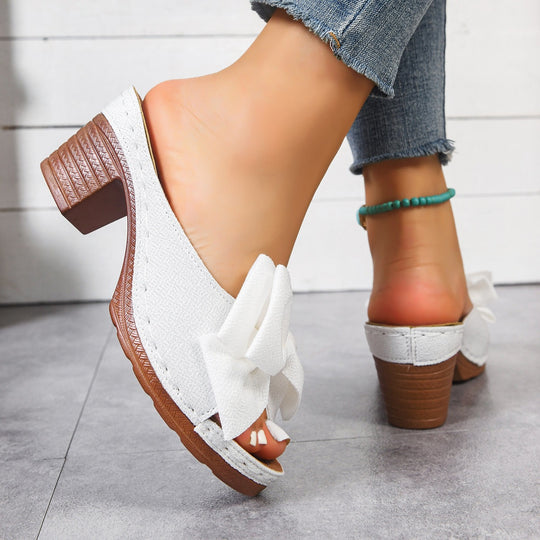 Damen Komfortable Plateau-Absatzsandalen mit Schleifen-Detail EB