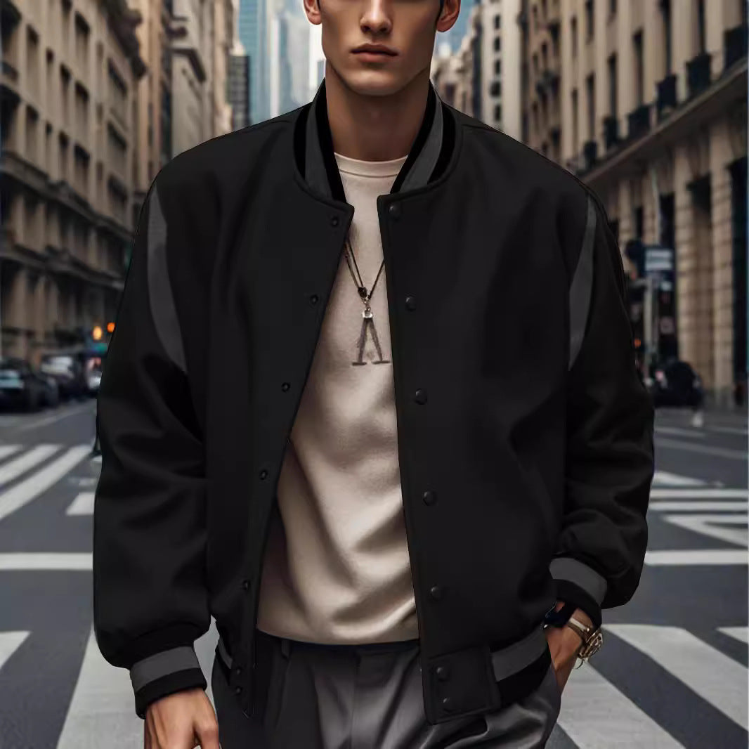 Herren Sportliche Collegejacke mit kontrastrierenden Ärmeln und Knopfdetails EB