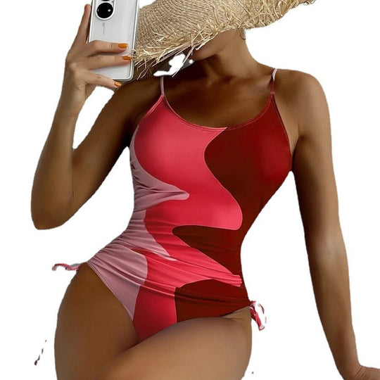 Damen Einteiler-Badeanzug mit verspielten Cut-Outs und floralem Design EB